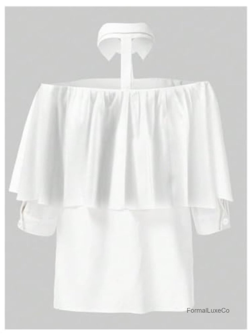 Off Shoulder Button Down Blouse Ruffle Sleeve Top - Picture 6 of 6
